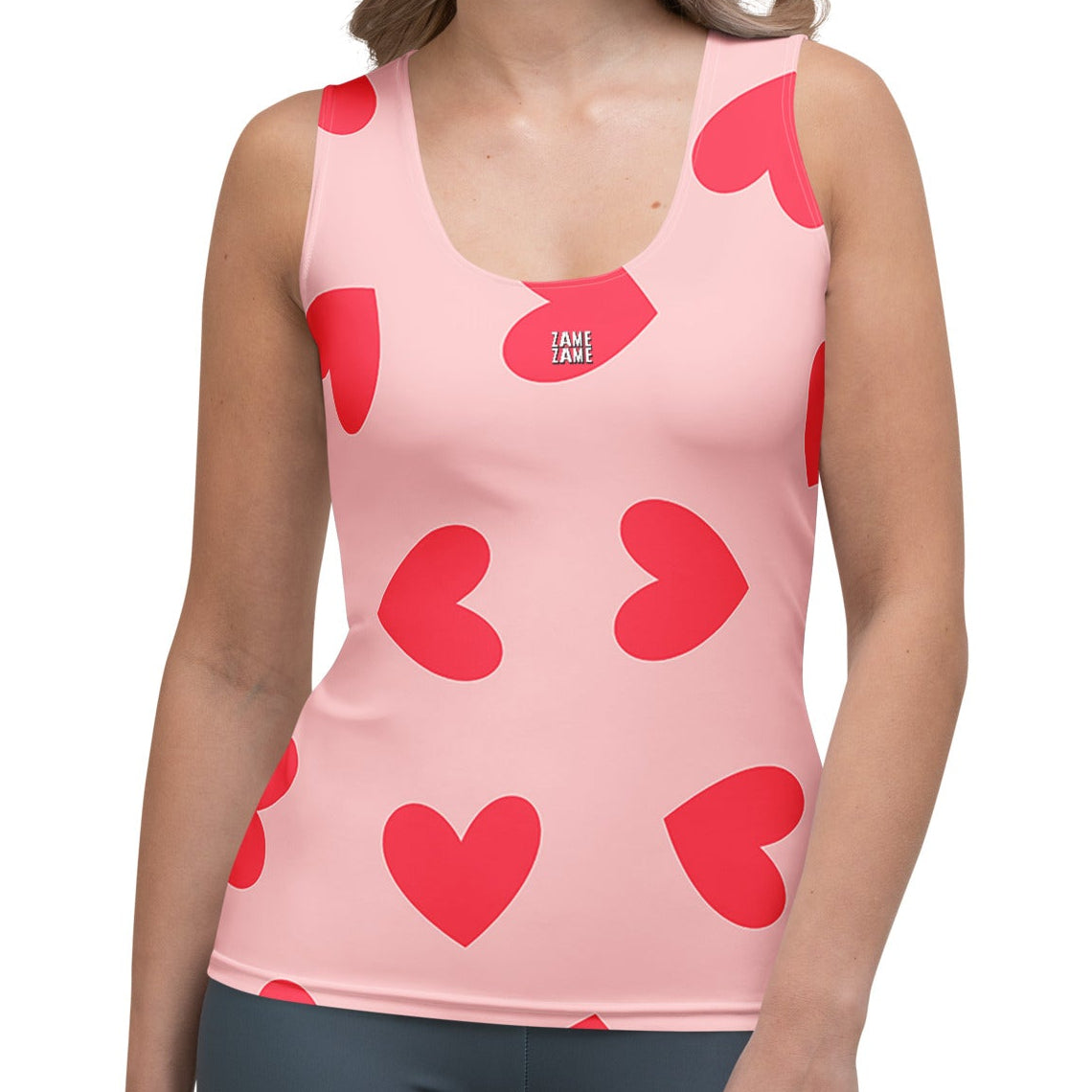 Sport Tank Top Print Heart rot Frau Women Valentinstag
