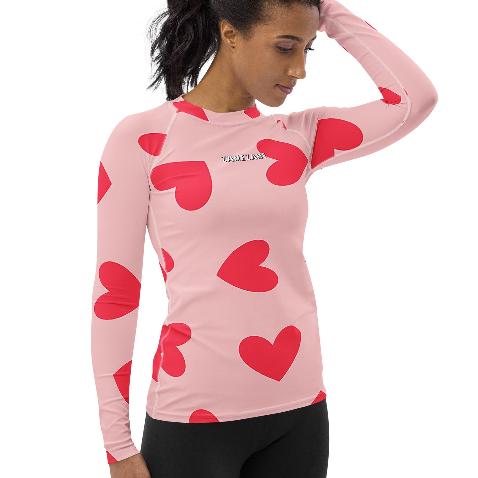 rashguard women sport top longsleeve heart love